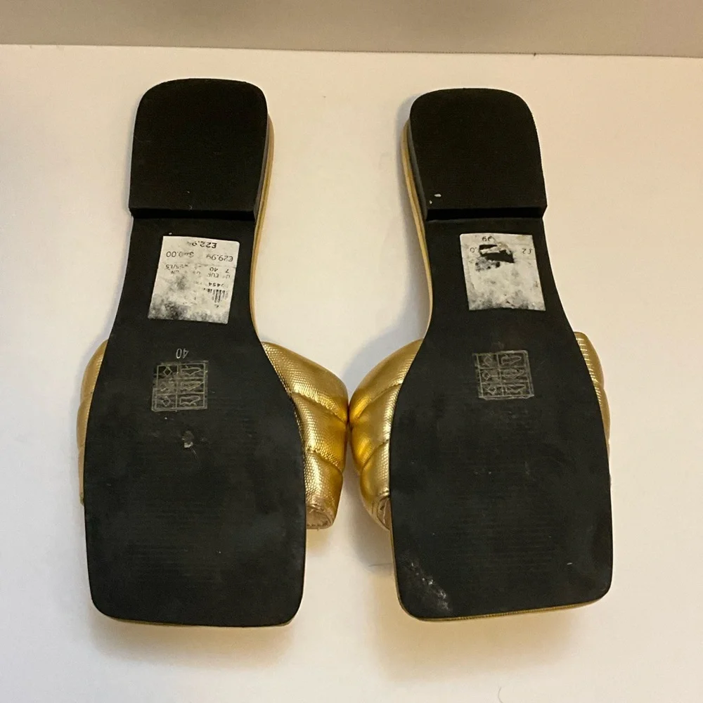 Top shop Pampas Padded Flat Sandals in Gold 40 - Picture 10 of 10